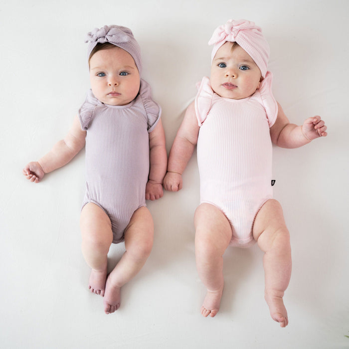 Kyte BABY Ribbed Sleeveless Ruffle Leotard - Sakura