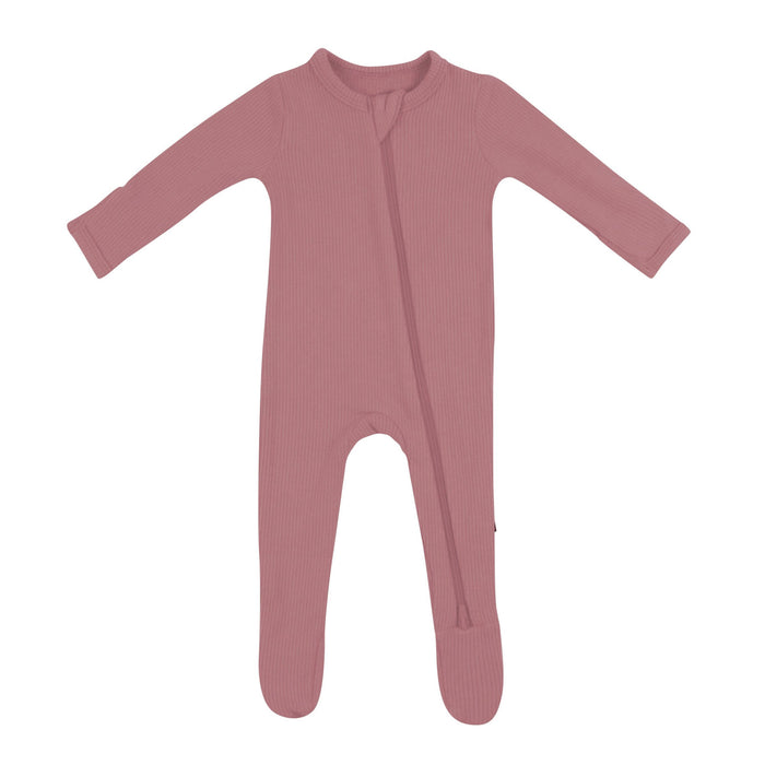 Kyte BABY Ribbed Zipper Footie - Dusty Rose