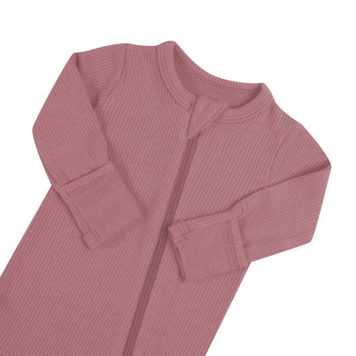 Kyte BABY Ribbed Zipper Footie - Dusty Rose