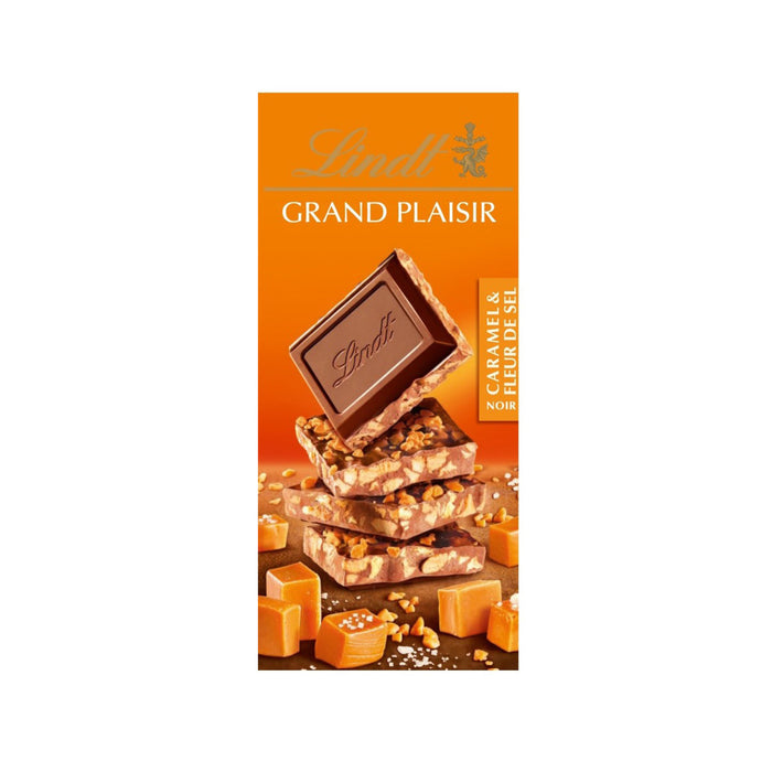 Discover the perfect balance of rich cocoa and sweet-salty crunch with Lindt Dark Chocolate with Caramel Pieces & Sea Salt.