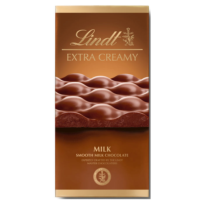 Lindt Extra Creamy Milk Chocolate Bar delivers a luxuriously smooth and rich milk chocolate experience.