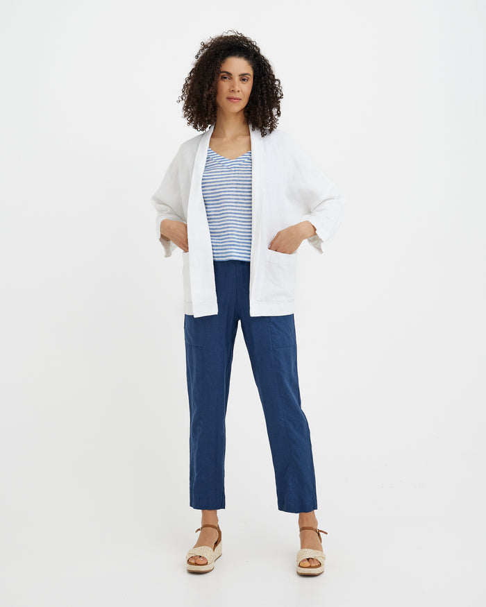 MagicLinen White SAN FRANCISCO linen jacket with relaxed straight fit