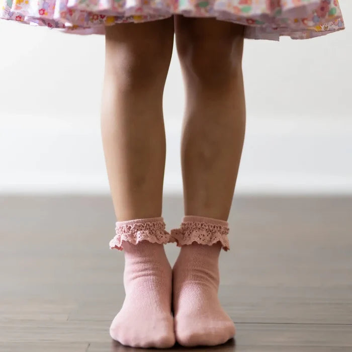 Little Stocking Co Blush Pink Lace Midi Sock