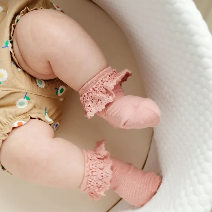 Little Stocking Co Blush Pink Lace Midi Sock