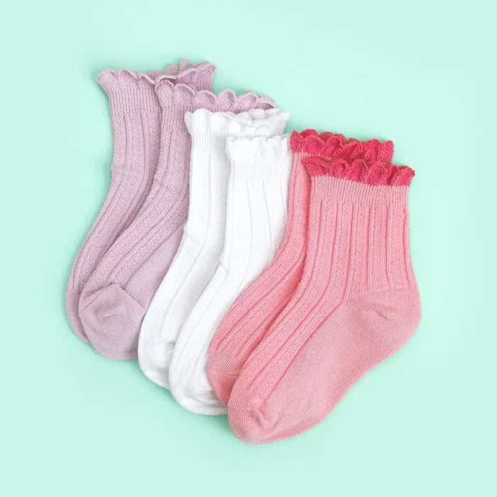 Little Stocking Co Lilac Frill Midi Socks