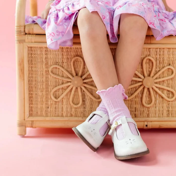 Little Stocking Co Lilac Frill Midi Socks