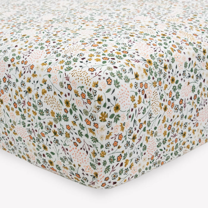Little Unicorn Stretch Knit Crib Sheet - Pressed Petals