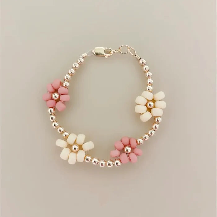 LittleLundsCo Baby Bracelet - Neutral Flower Daisy