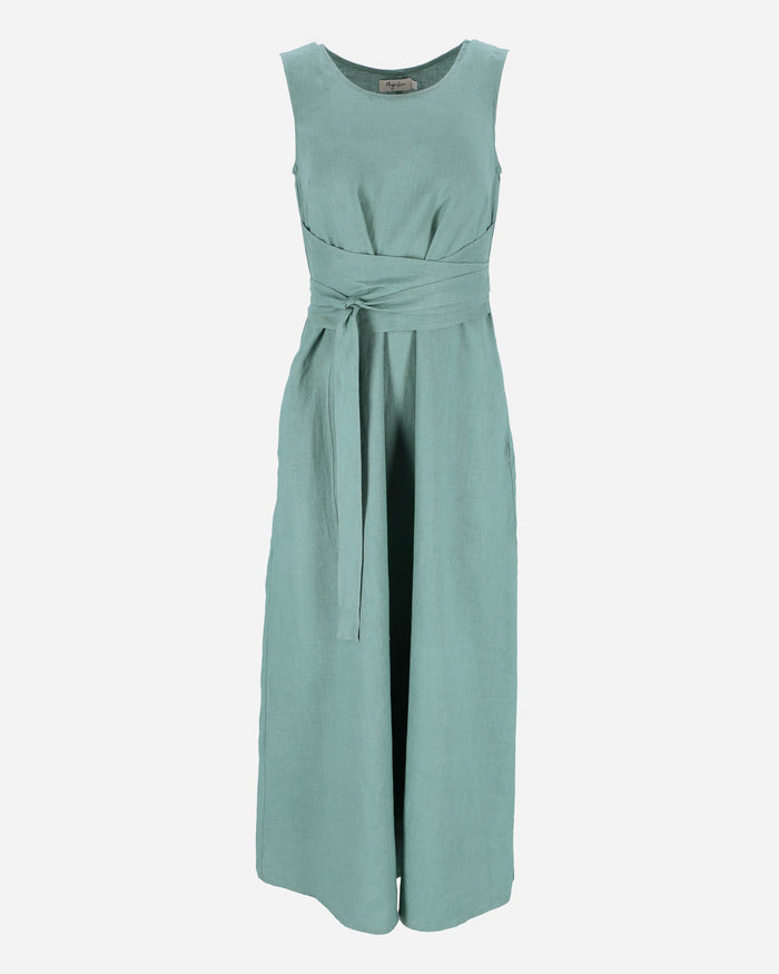 Long linen dress BORACAY in Teal blue - MagicLinen