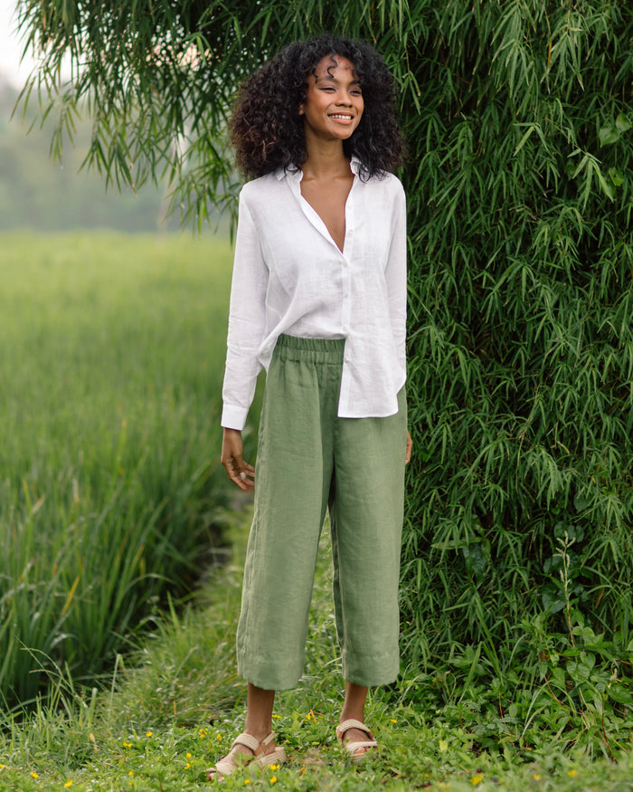 Long sleeve Linen Shirt BARCELONA in White