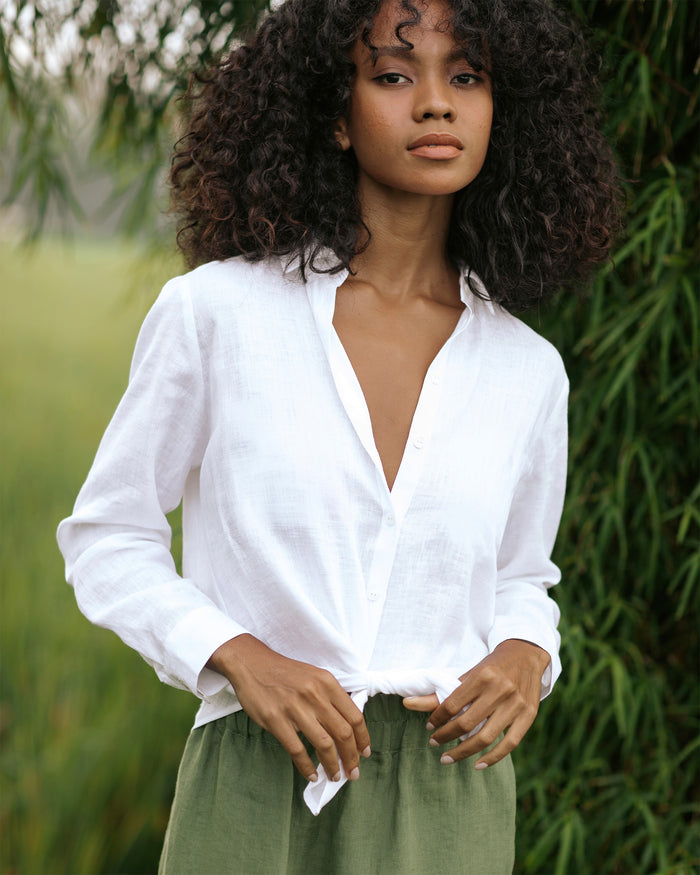 Long sleeve Linen Shirt BARCELONA in White