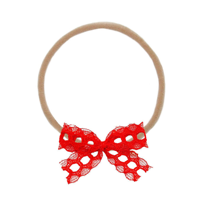 Lou Lou and Company Lace Bow Headband - Mini - Red