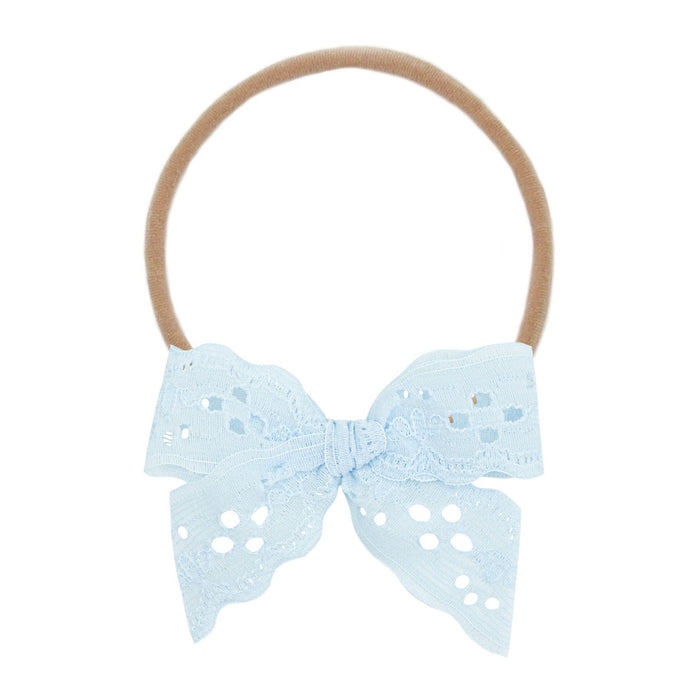 Lou Lou and Company Lace Bow Headband - Baby Blue Eyelet