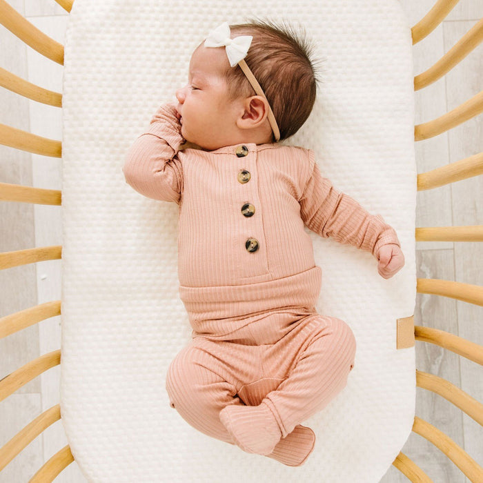 Baby wearing Lou Lou and Company Ribbed Top and Bottoms - Audrey