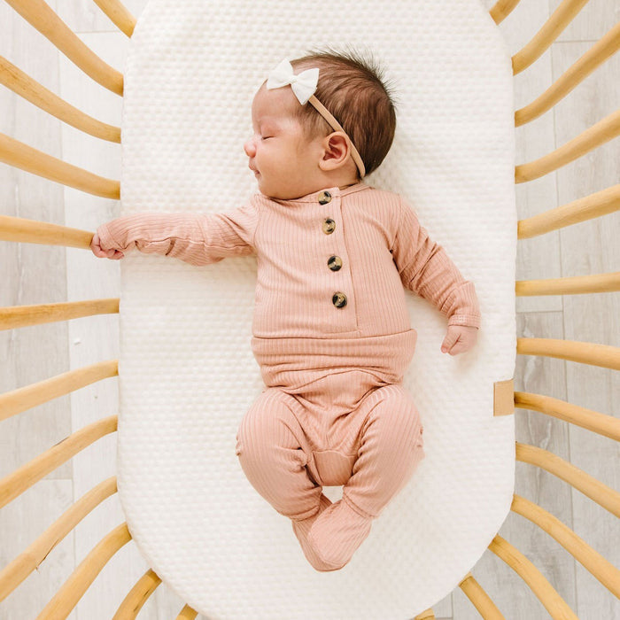 Baby wearing Lou Lou and Company Ribbed Top and Bottoms - Audrey