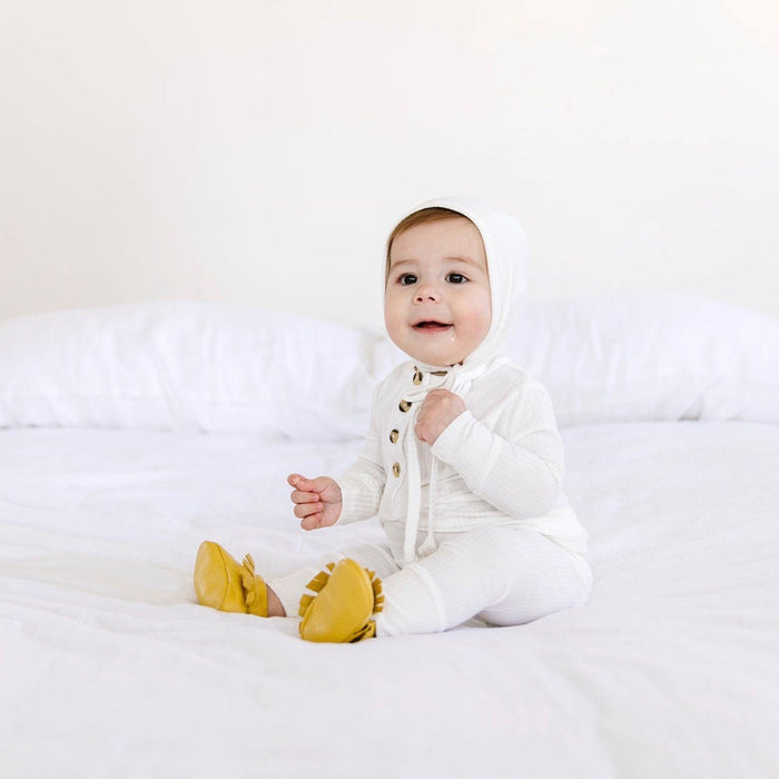 Baby wearing Lou Lou and Company Ribbed Top and Bottoms - Wren