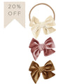 Lou Lou and Company Velvet Bow 3 Pack Small Headbands
