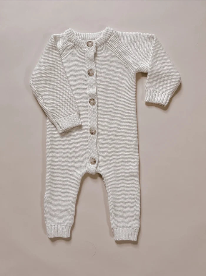 Luna and Luca Classic Purl Knit Jumpsuit - White