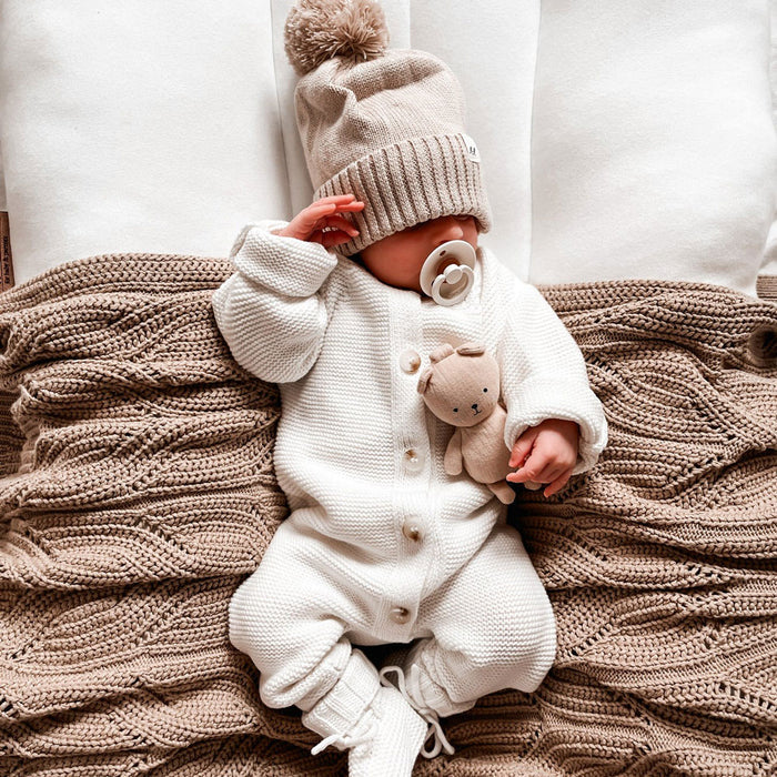 Luna and Luca Classic Purl Knit Jumpsuit - White