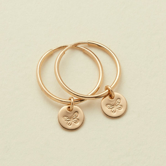 Made by Mary Evie Gold Filled Hoop Earrings - Butterfly - Gold