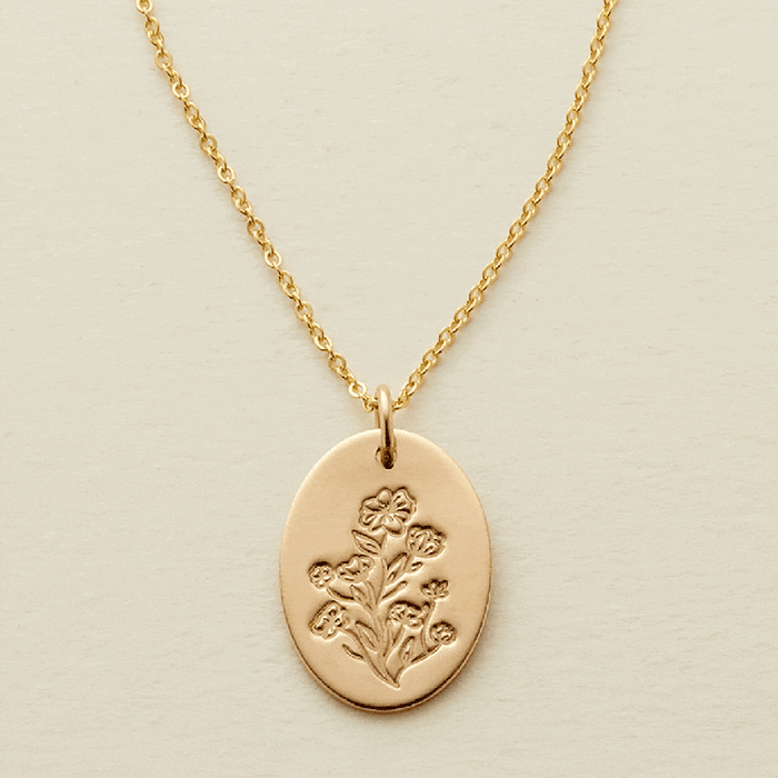 Made by Mary Gold Filled Family Florals Oval Disc Necklace - 3 Blooms