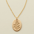 Made by Mary Gold Filled Family Florals Oval Disc Necklace - 3 Blooms