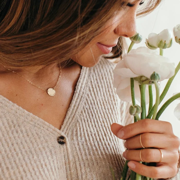 woman wearing Made by Mary Mama Mini Zola Necklace - Gold