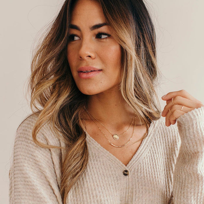 woman wearing Made by Mary Mama Mini Zola Necklace - Gold