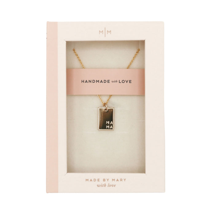 Made by Mary Gold Filled Mini Lennon Rectangle Necklace - "MAMA"