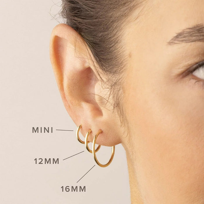 Size comparison of Made by Mary Gold Filled Mini Live In Hoop Earrings - Gold