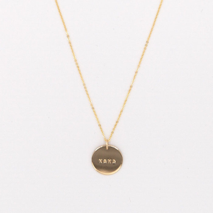 Made by Mary Gold Filled Nana 5/8" Disc Necklace