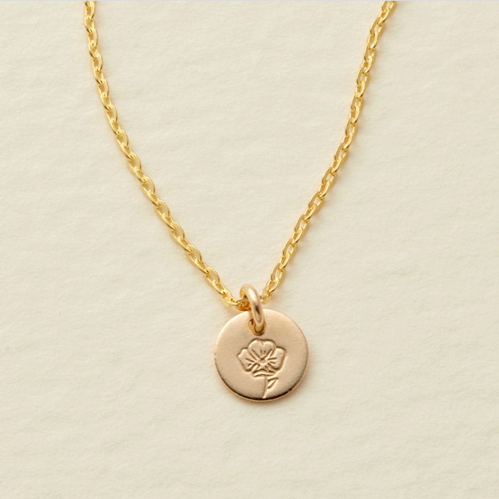 Made by Mary The Little's Collection | Gold Filled Mini Birth Flower Necklace - August / Poppy