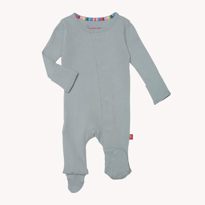 Magnetic Me Organic Cotton Magnetic Footie - Mist Ribbed
