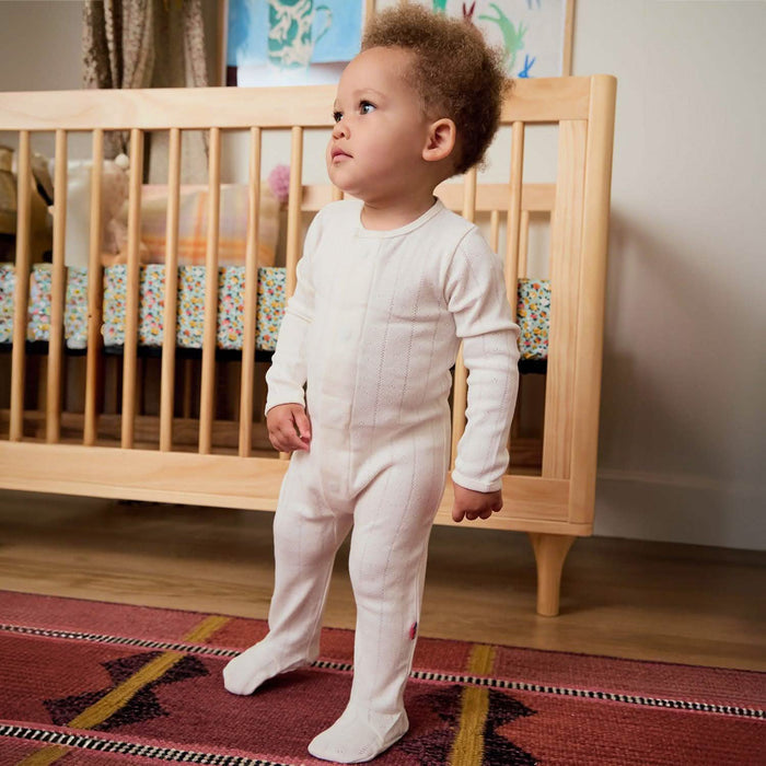 Magnetic Me Organic Cotton Pointelle Footie - Love Lines Tofu