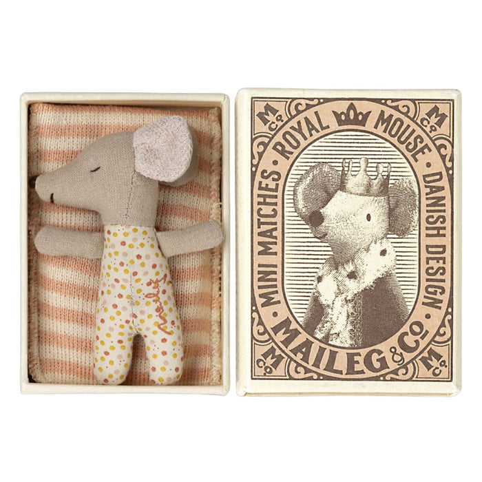 Maileg Baby Mouse in Matchbox - Sleepy Wakey - Rose