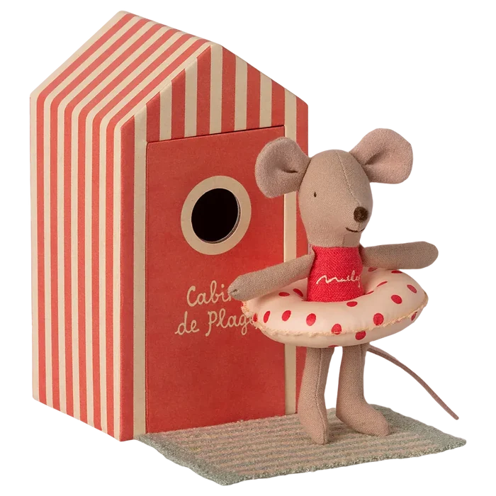 Maileg Beach Mice - Little Sister In Cabin De Plage