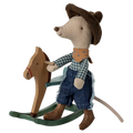 Maileg Cowboy Mouse On Rocking Horse - Little Brother