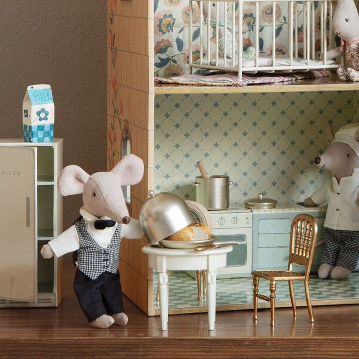 Maileg Cheese Bell inside dollhouse