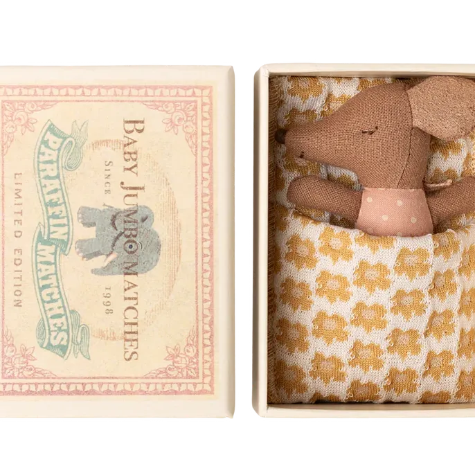 Maileg Sleepy Wakey Baby Mouse in Matchbox