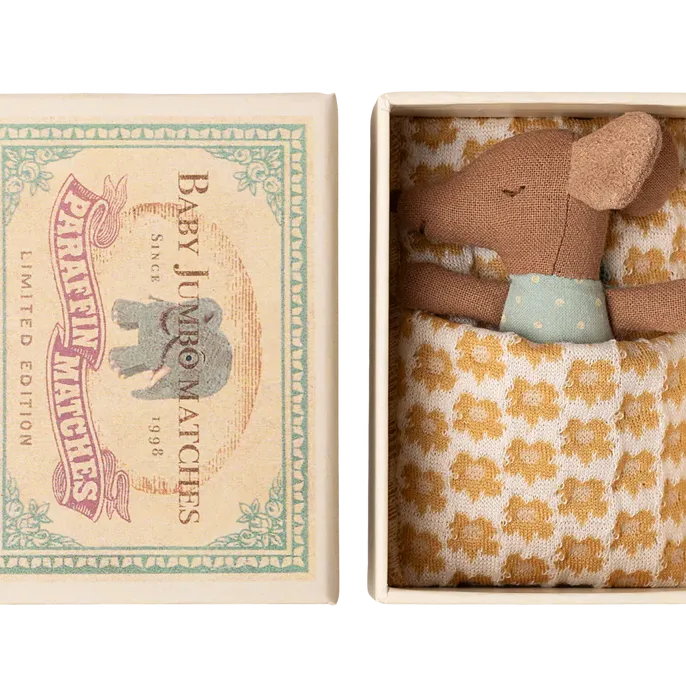 Maileg Sleepy Wakey Baby Mouse in Matchbox