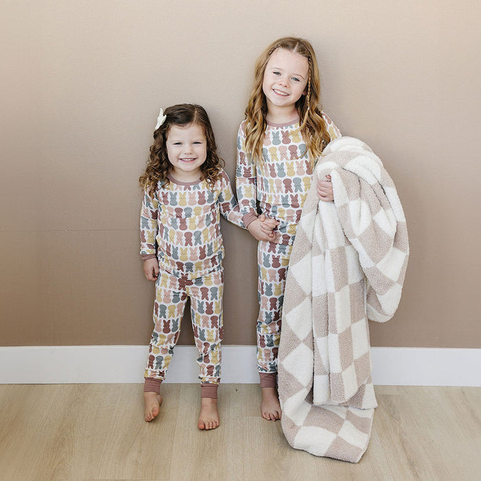 Mebie Baby Bamboo Two-Piece Cozy Set - Dusty Rose Bunny