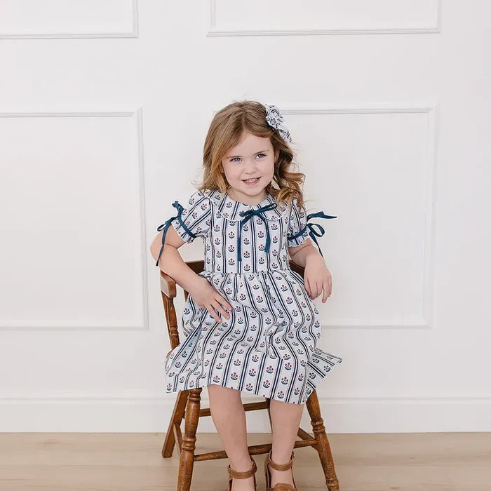 Mebie Baby Block Print Floral Dress