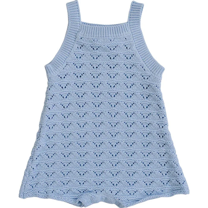 Mebie Baby Blue Knit Tank Romper