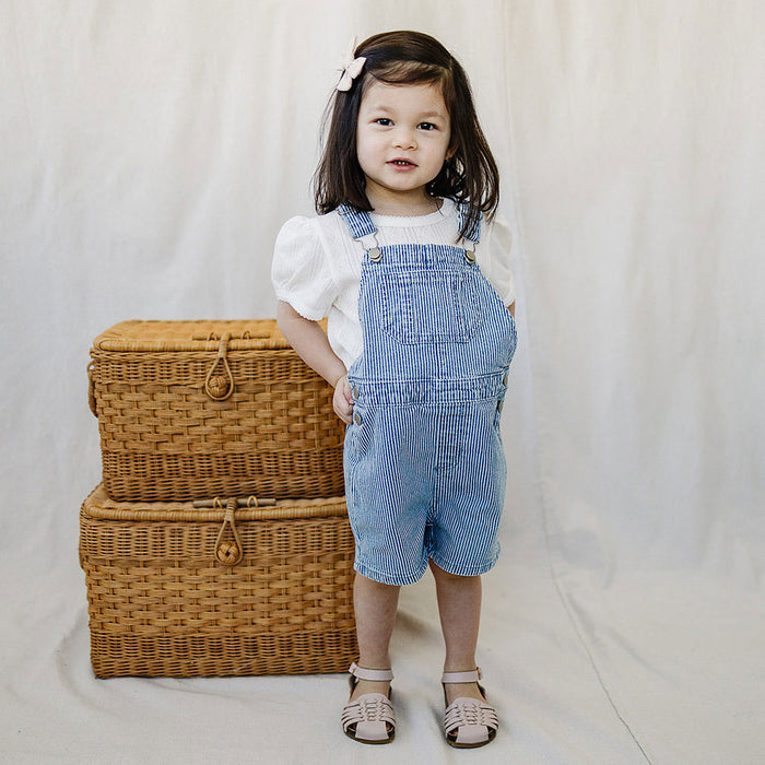 Mebie Baby Blue Stripe Short Overalls