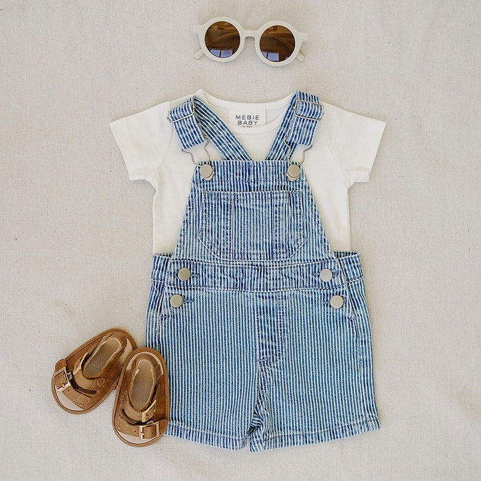 Mebie Baby Blue Stripe Short Overalls