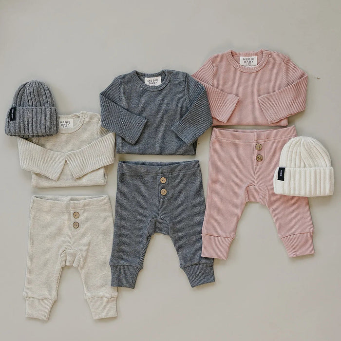 Mebie Baby Bodysuit Waffle Set - Charcoal