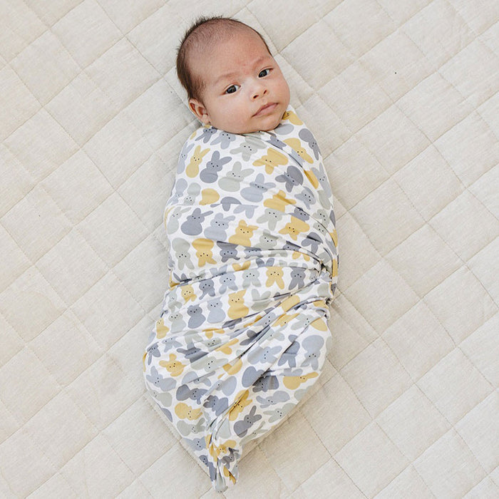 Mebie Baby Bunny Bamboo Stretch Swaddle Blanket - Dusty Blue