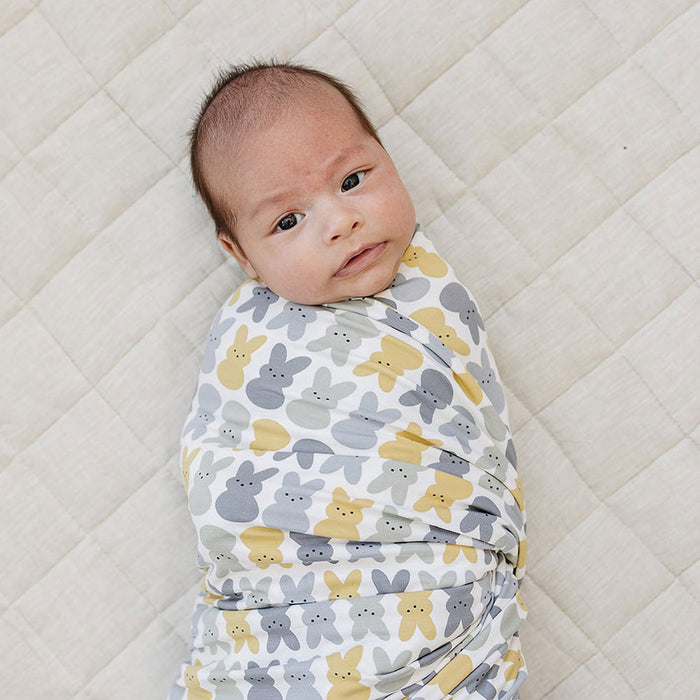 Mebie Baby Bunny Bamboo Stretch Swaddle Blanket - Dusty Blue