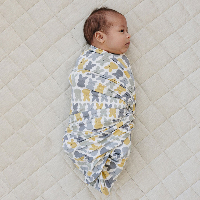 Mebie Baby Bunny Bamboo Stretch Swaddle Blanket - Dusty Blue
