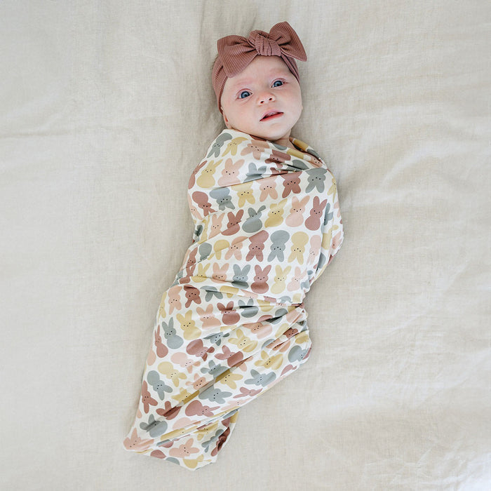 Mebie Baby Bunny Bamboo Stretch Swaddle Blanket - Dusty Rose